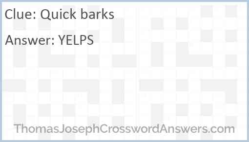 Quick barks Answer