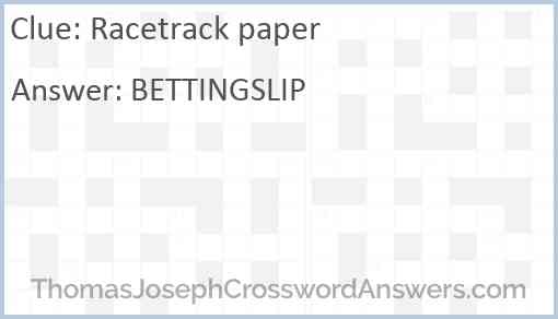 Racetrack paper Answer