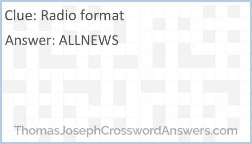 Radio format Answer