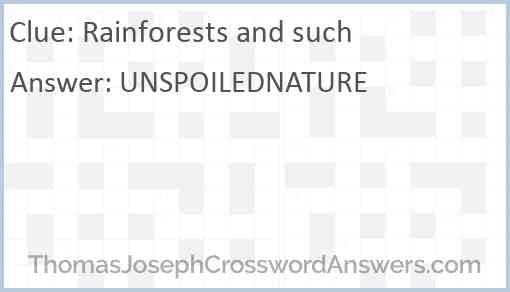 Rainforests and such Answer