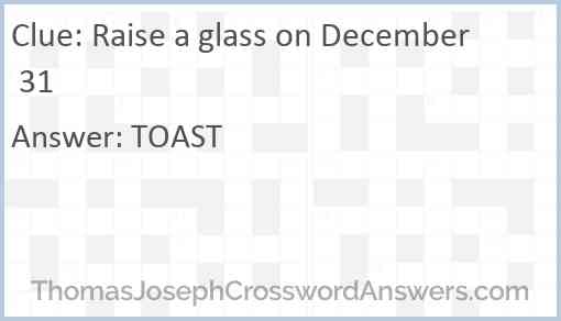 Raise a glass on December 31 Answer