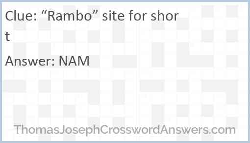 “Rambo” site for short Answer