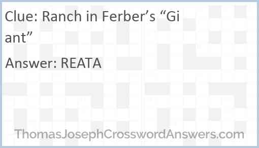 Ranch in Ferber’s “Giant” Answer