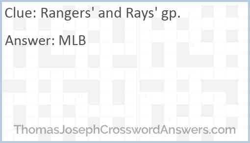 Rangers' and Rays' gp. Answer
