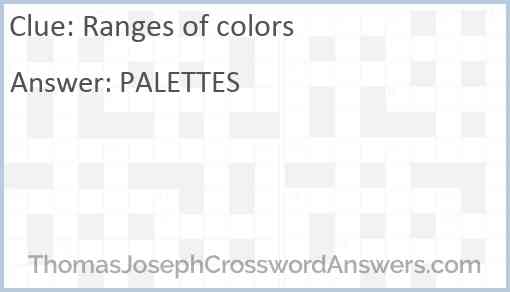 Ranges of colors Answer