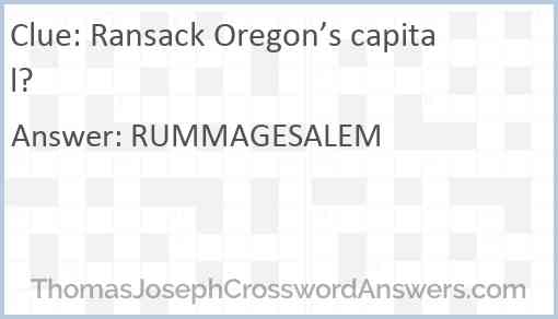 Ransack Oregon’s capital? Answer