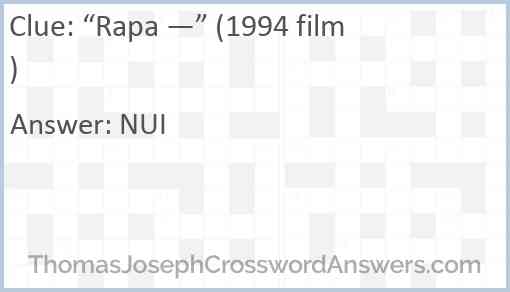 “Rapa —” (1994 film) Answer