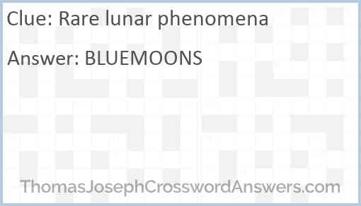 Rare lunar phenomena Answer