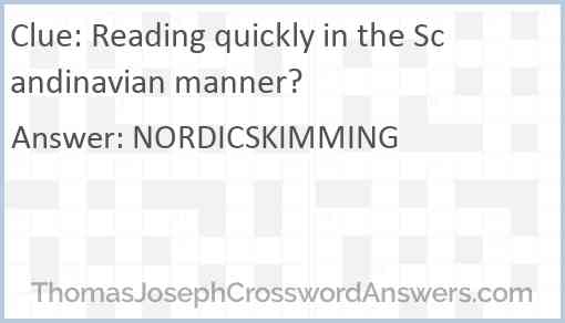 Reading quickly in the Scandinavian manner? Answer