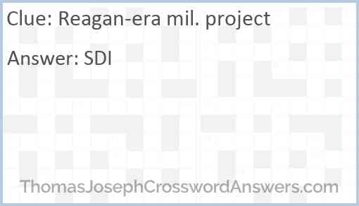 Reagan-era mil. project Answer
