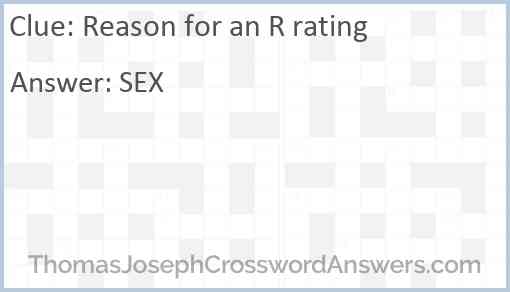 Reason for an R rating Answer