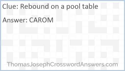 Rebound on a pool table Answer