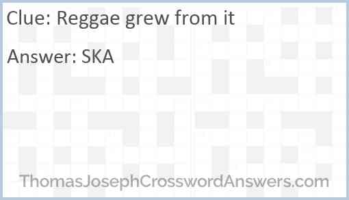 Reggae grew from it Answer