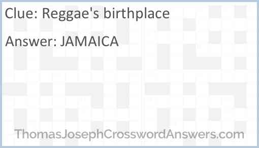 Reggae’s birthplace Answer
