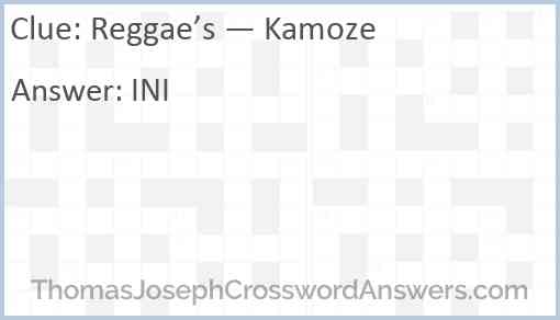 Reggae’s — Kamoze Answer
