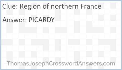 Region of northern France Answer