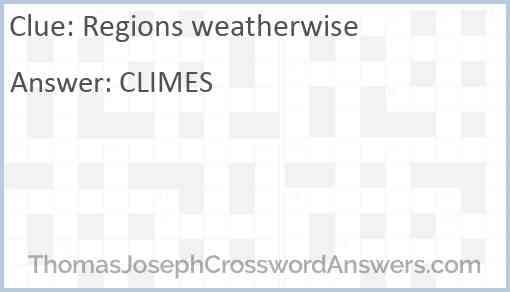 Regions weatherwise Answer