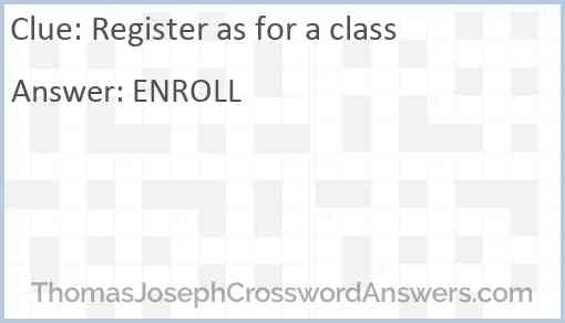 Register as for a class Answer