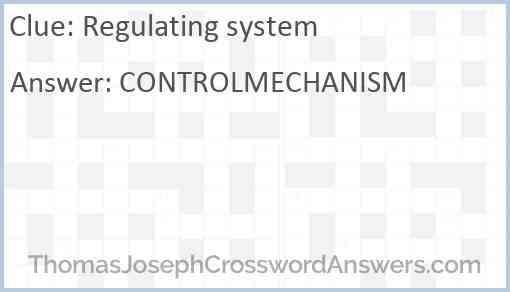 Regulating system Answer