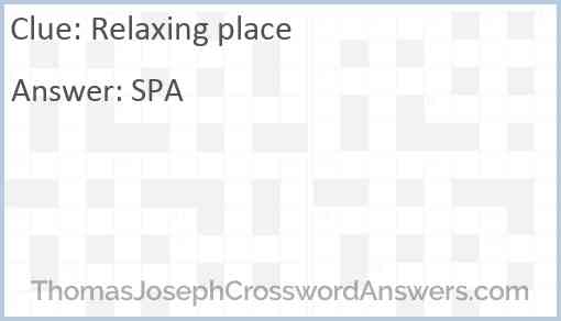 Relaxing place Answer