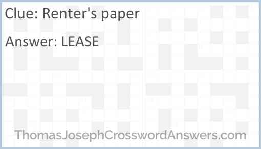 Renter’s paper Answer