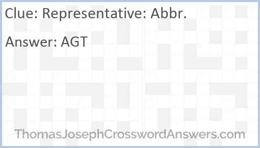 Representative: Abbr. Answer