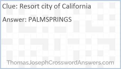 Resort city of California Answer