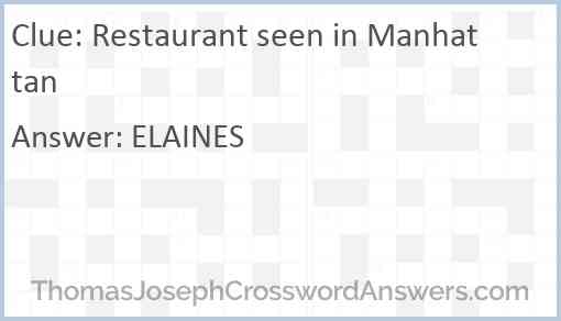 Restaurant seen in Manhattan Answer