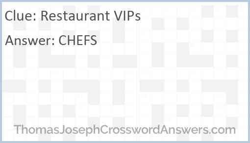 Restaurant VIPs Answer