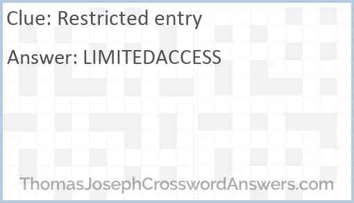 Restricted entry Answer