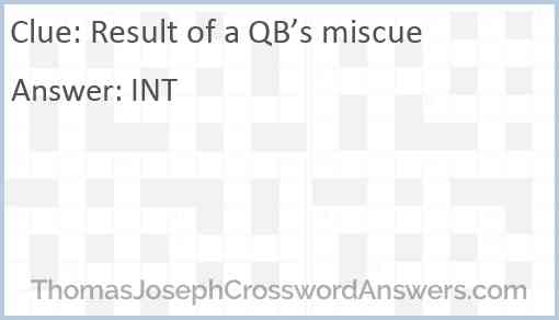 Result of a QB’s miscue Answer