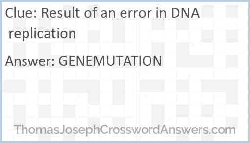 Result of an error in DNA replication Answer