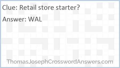 Retail store starter? Answer