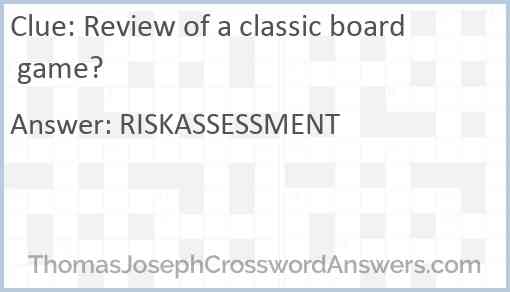 Review of a classic board game? Answer