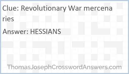Revolutionary War mercenaries Answer