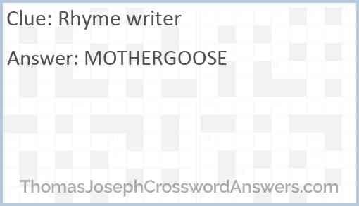 Rhyme writer Answer