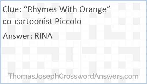 “Rhymes With Orange” co-cartoonist Piccolo Answer