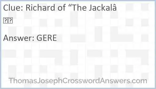 Richard of “The Jackal” Answer
