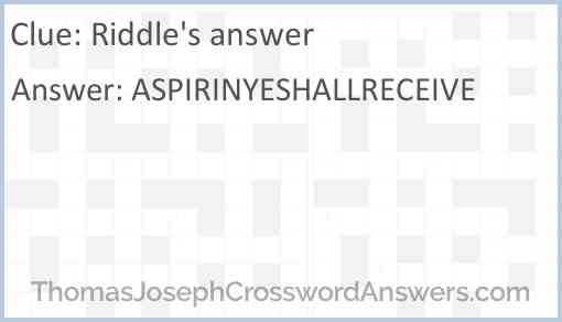 Riddle’s answer Answer