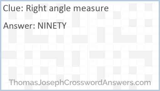 Right angle measure Answer