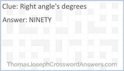 Right angle's degrees Answer
