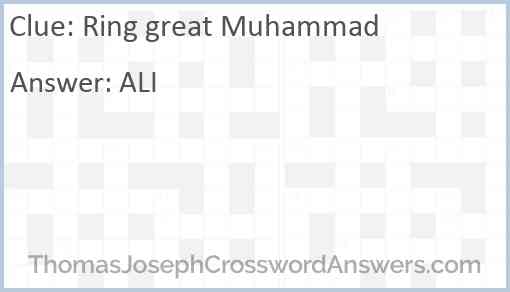 Ring great Muhammad Answer