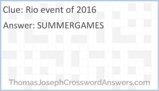 Rio event of 2016 Answer