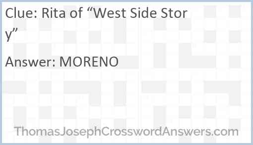 Rita of “West Side Story” Answer