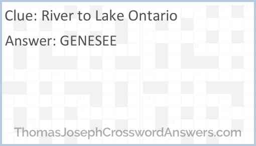 River to Lake Ontario Answer