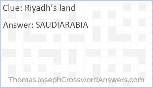 Riyadh’s land Answer