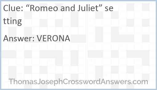 “Romeo and Juliet” setting Answer