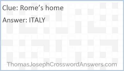 Rome’s home Answer