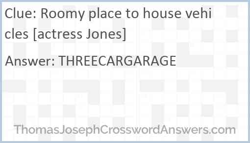 Roomy place to house vehicles [actress Jones] Answer