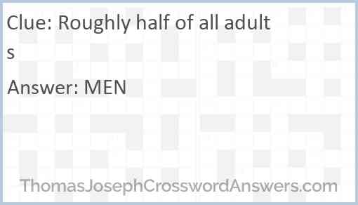 Roughly half of all adults Answer